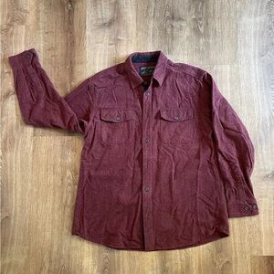 Grizzly Mountain Flannel Button Up (size L?), Long Sleeve, Maroon, 100% Cotton